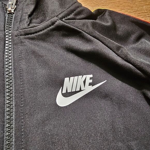 Nike Sportswear Track Jacket Multi Logo Kids Size 7 Black Red Yellow White New - Picture 2 of 9
